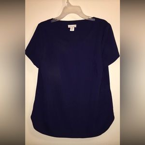 Adrienne Vittadini Navy Short Sleeve Blouse